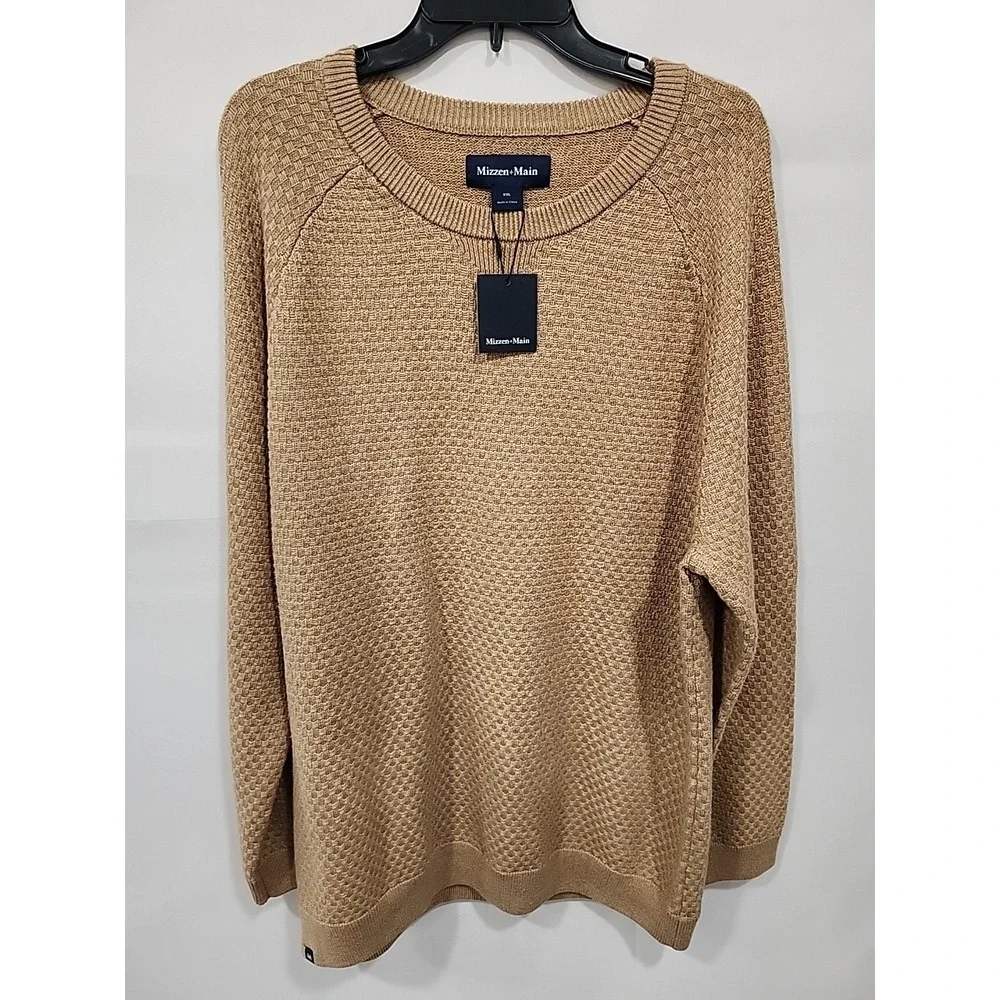 Mizzen+Main NWT Hillcrest Crewneck Sweater‎ Mens XXL Beige Cotton/Wool Blend New